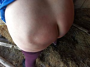 Ass spanking in barn